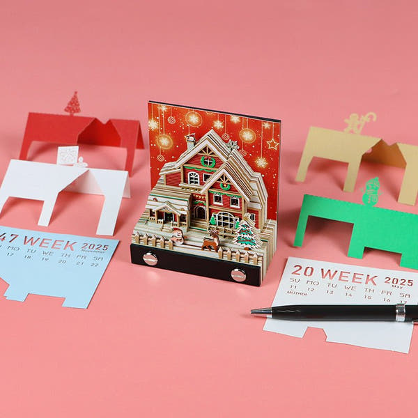 3D-kalender 2026 - Kerstsneeuwhuis