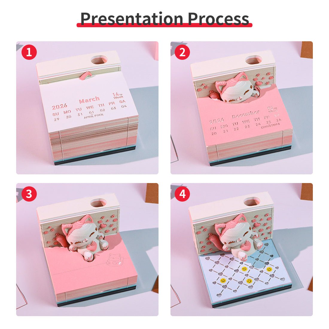 3D Calendar 2026 - Jumping cat