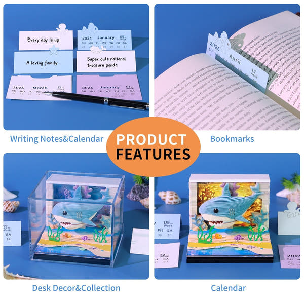 3D Calendar 2026 - Lovely Ocean Shark