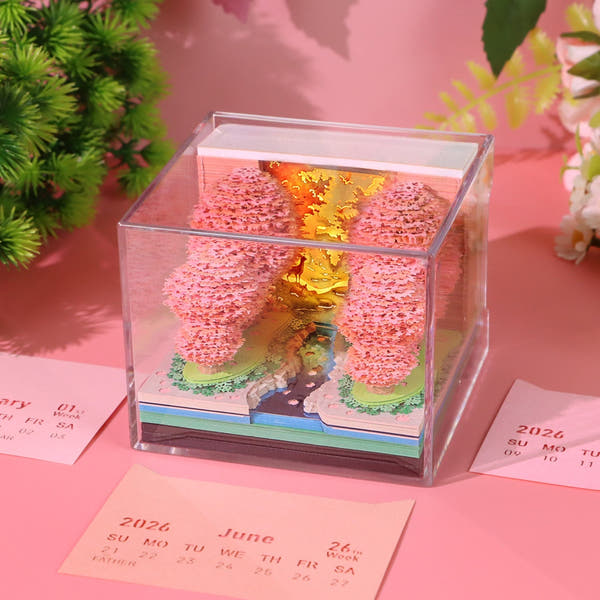 3D Calendar 2026 - Peach Blossom Forest