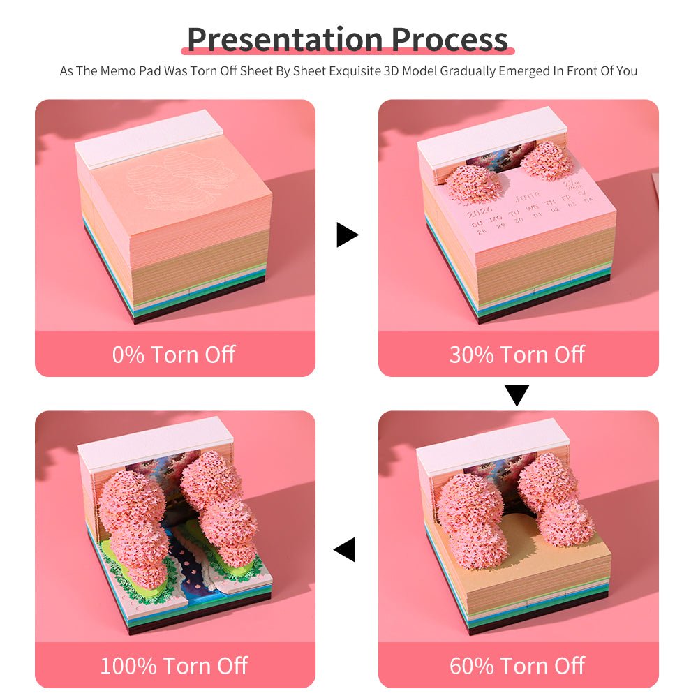 3D Calendar 2026 - Peach Blossom Forest