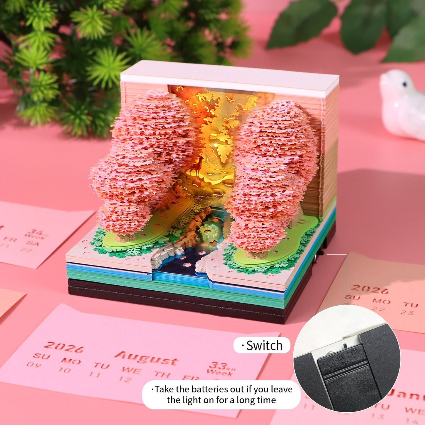 3D Calendar 2026 - Peach Blossom Forest