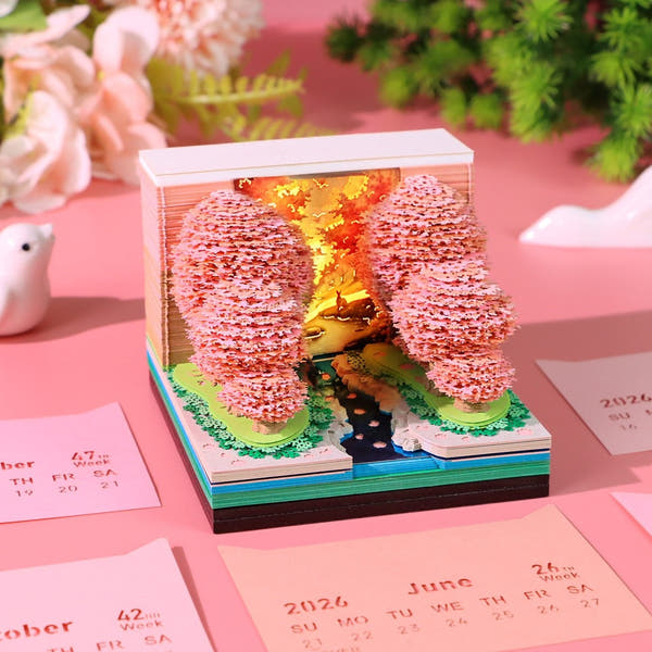 3D Calendar 2026 - Peach Blossom Forest