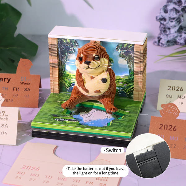 3D Calendar 2026 - Sea Otter