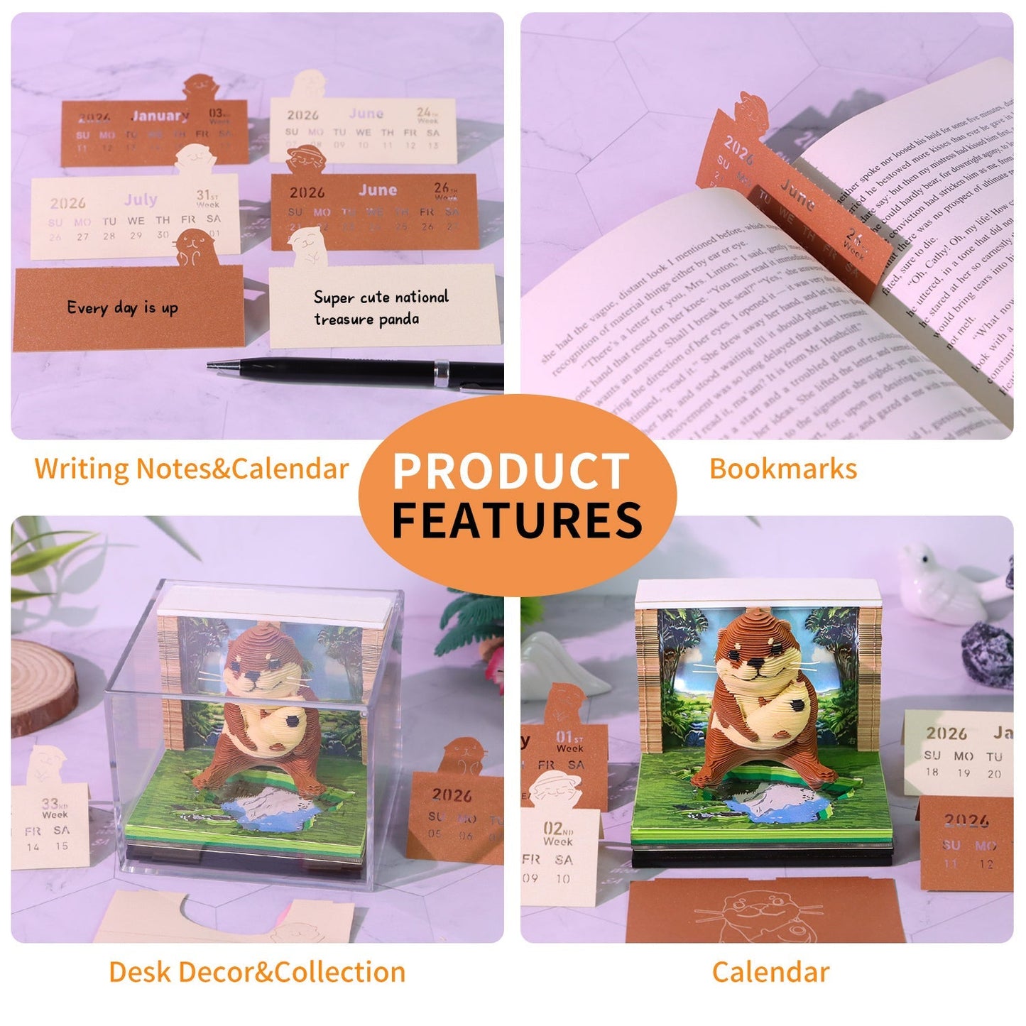 3D Calendar 2026 - Sea Otter