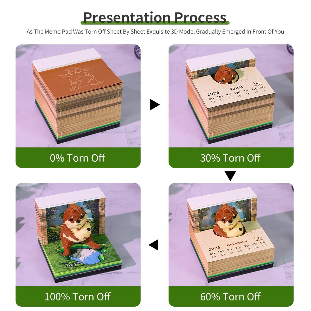 3D Calendar 2026 - Sea Otter