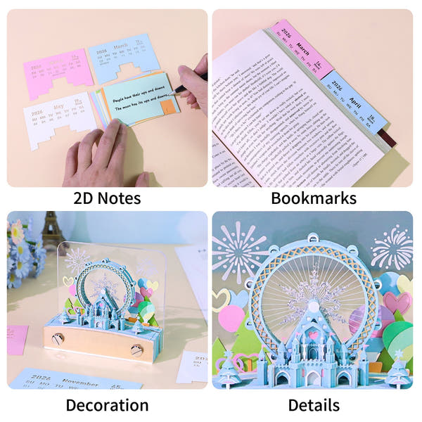 3D-kalender 2026 - Reuzenrad met sneeuwvlokken