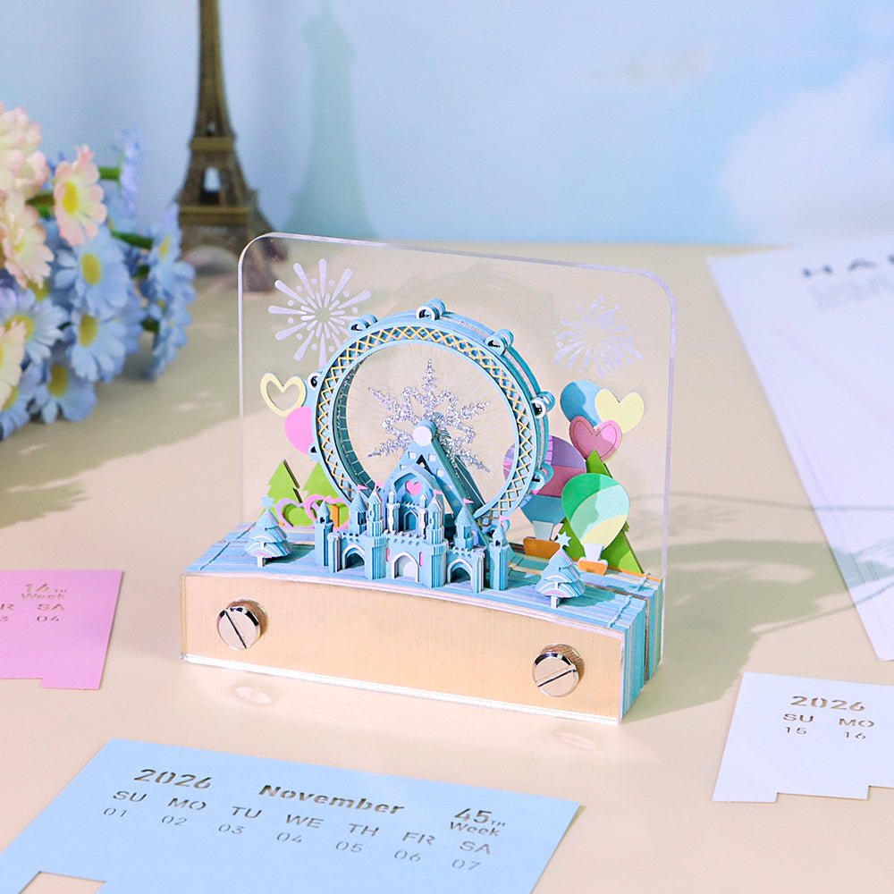 3D-kalender 2026 - Reuzenrad met sneeuwvlokken