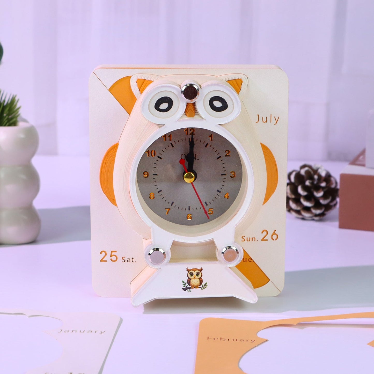 3D Calendar 2026 - Owl Clock